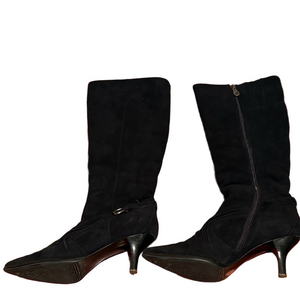 Chic Black Suede Heeled Boots for Women